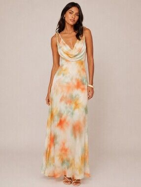 Banana Republic Twist Shoulder Watercolor Print Maxi Dress Size 8